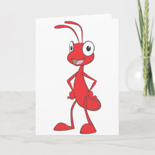 Red Ant Ställande Arm vid Tecknad av mottagning Kort