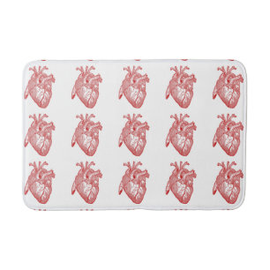 Red Antique Anatomical Heart Badrumsmatta