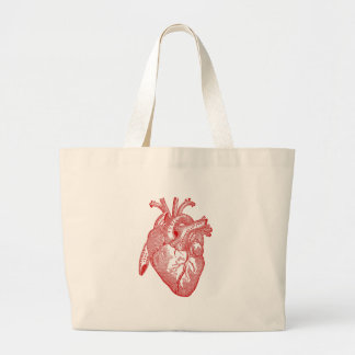 Red Antique Anatomical Heart Jumbo Tygkasse
