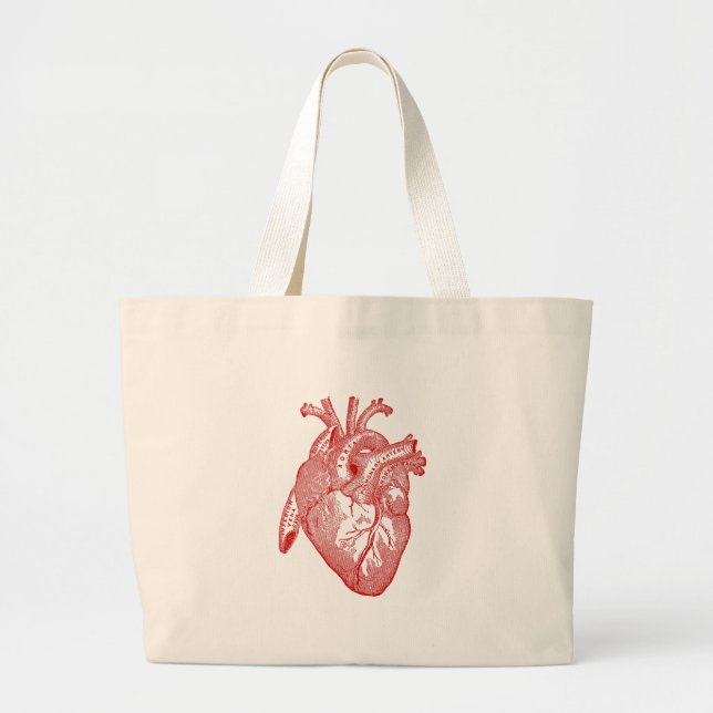 Red Antique Anatomical Heart Jumbo Tygkasse (Framsidan)