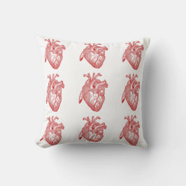 Red Antique Anatomical Heart Kudde