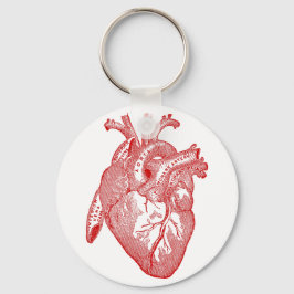 Red Antique Anatomical Heart Nyckelring
