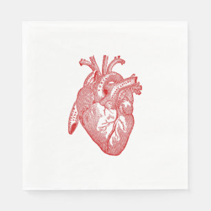 Red Antique Anatomical Heart Pappersservett