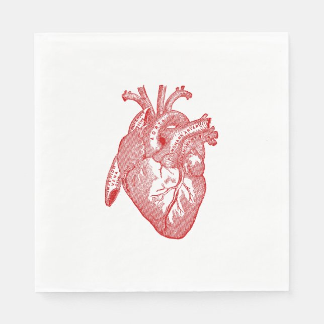 Red Antique Anatomical Heart Pappersservett (Framsidan)