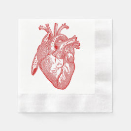 Red Antique Anatomical Heart Pappersservett