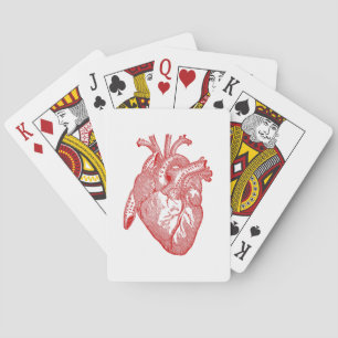 Red Antique Anatomical Heart Spelkort