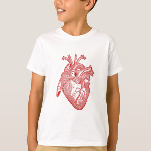 Red Antique Anatomical Heart T Shirt