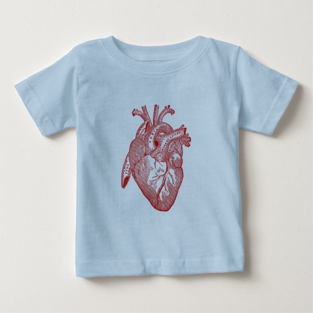 Red Antique Anatomical Heart T-shirt (Framsida)