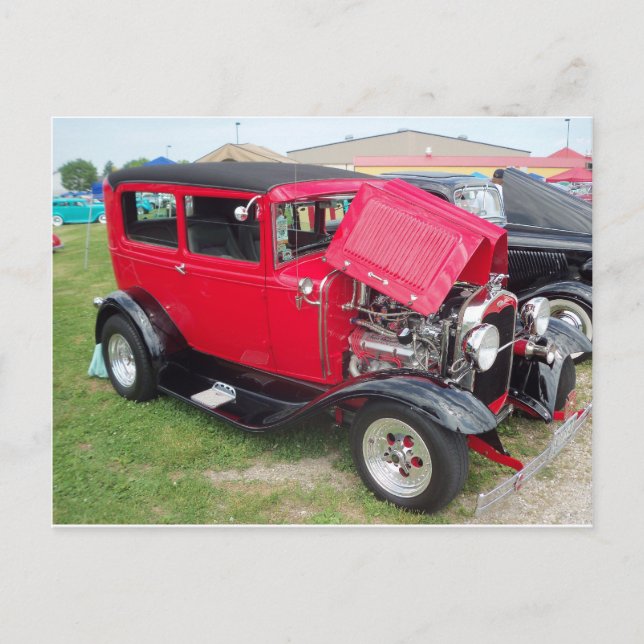 Red Antique Car Vykort (Framsida)