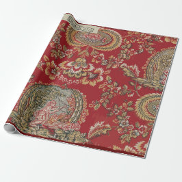 Red Antique Fransk Textile Presentpapper