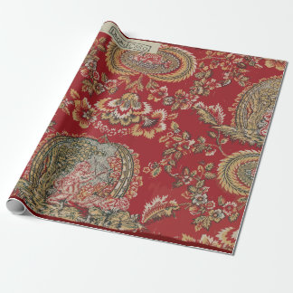 Red Antique Fransk Textile Presentpapper