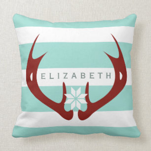 Red Antlers Snowflake 2 - Blue Kudde