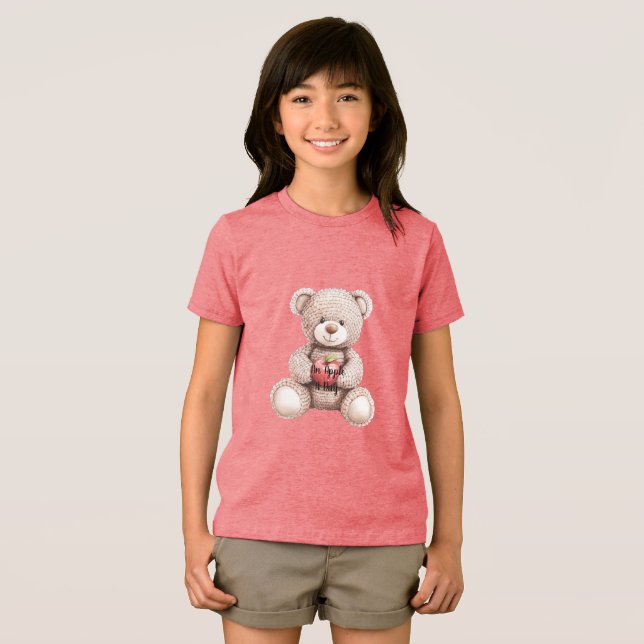 Red Apple A Day Cream Teddy Bear T Shirt (Framsida Full)