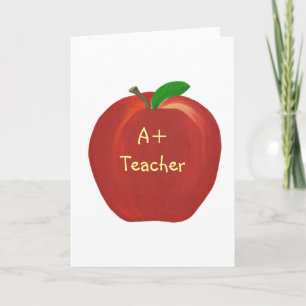 Red Apple A+ Teacher, hälsningskort, blank inuti Kort