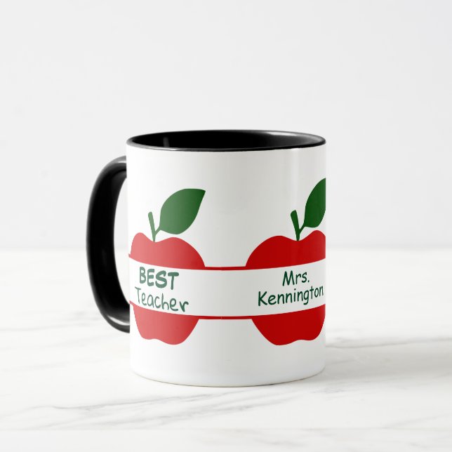 Red Apple Best Teacher Personlig Mugg (Framsida vänster)