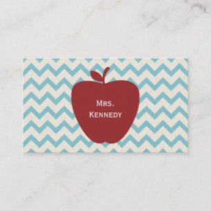 Red Apple Blue Chevron Lärare Visitkort