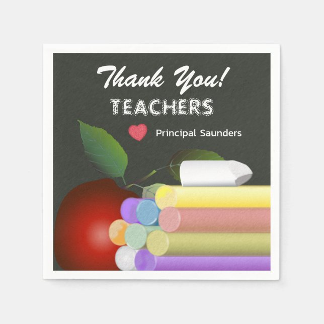 Red Apple Chalk Teacher-uppskattning | TACK Pappersservett (Framsidan)