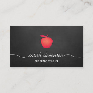 Red Apple Chalkboard Klass School Teacher Visitkort