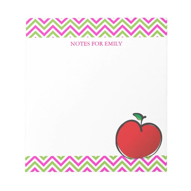 Red Apple Chevron Mönster Personlig Monogram Anteckningsblock (Framsida)