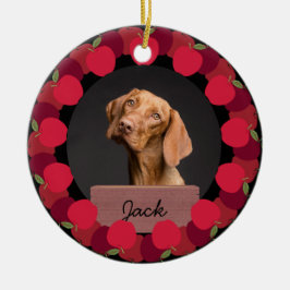 Red Apple christmas Anpassningsbar Hund Photo Julgransprydnad Keramik