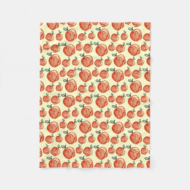 Red Apple Doodle Mönster Fleecefilt (Framsidan)