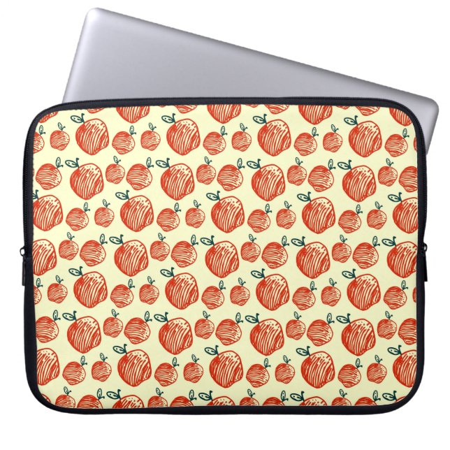Red Apple Doodle Mönster Laptop Fodral (Framsidan)