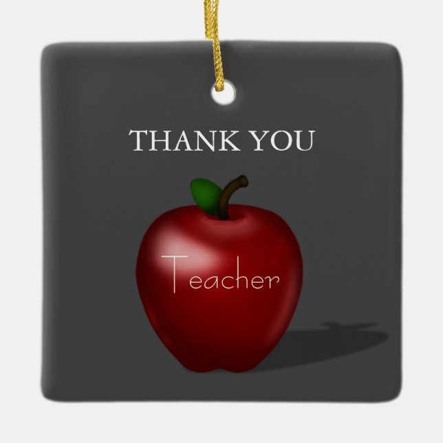 Red Apple for Teacher Personlig School Year Julgransprydnad Keramik (Framsida)