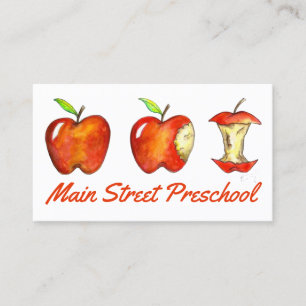 Red Apple Fruit Teacher School Preschool Visitkort