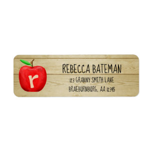 Red Apple Monogram Adress Returadress Etikett