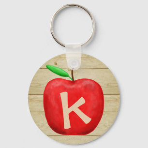 Red Apple Monogram Nyckelring