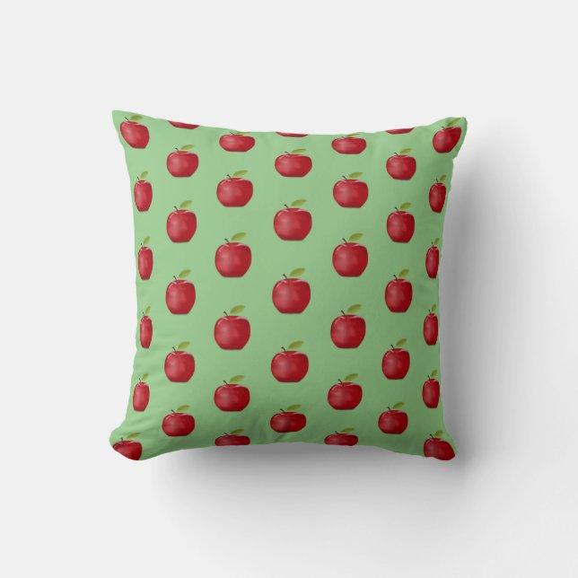 Red Apple Mönster på Light Lime Green Kudde (Framsida)