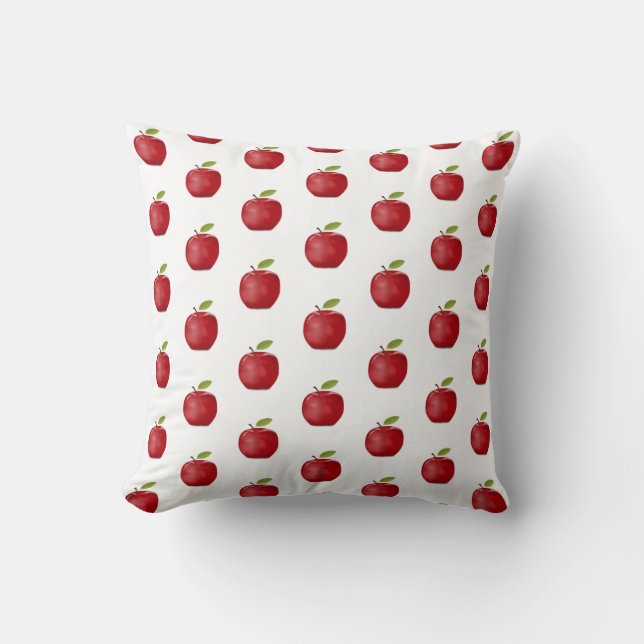 Red Apple Mönster på White Kudde (Framsida)