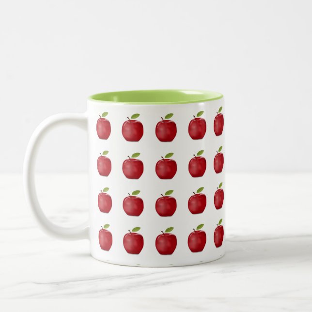 Red Apple Mönster på White Två-Tonad Mugg (Vänster)