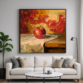 Red Apple - Painterly Stil still Life Art Poster