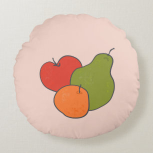 Red Apple Pear and Orange Fruit Art Home Decor Rund Kudde