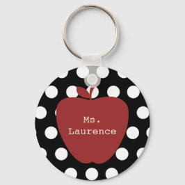 Red Apple & Polka Dot Teacher Nyckelring
