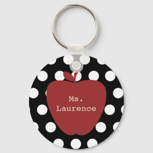 Red Apple & Polka Dot Teacher Nyckelring