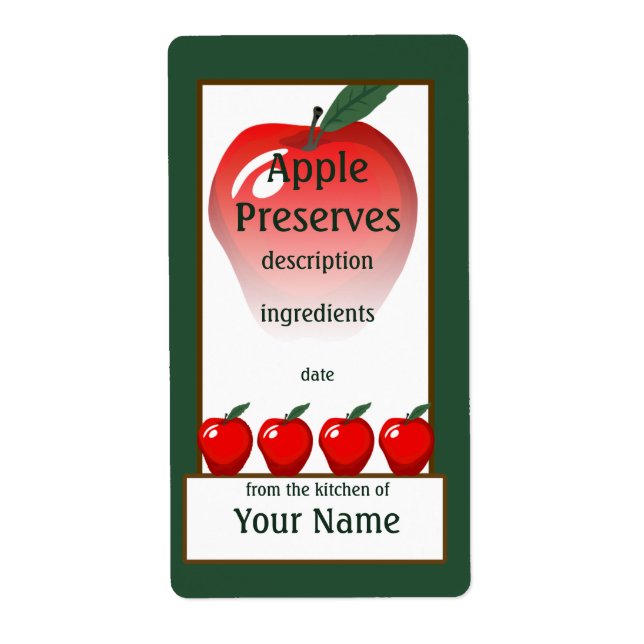 Red Apple Preserve-etikett Fraktsedel (Framsidan)