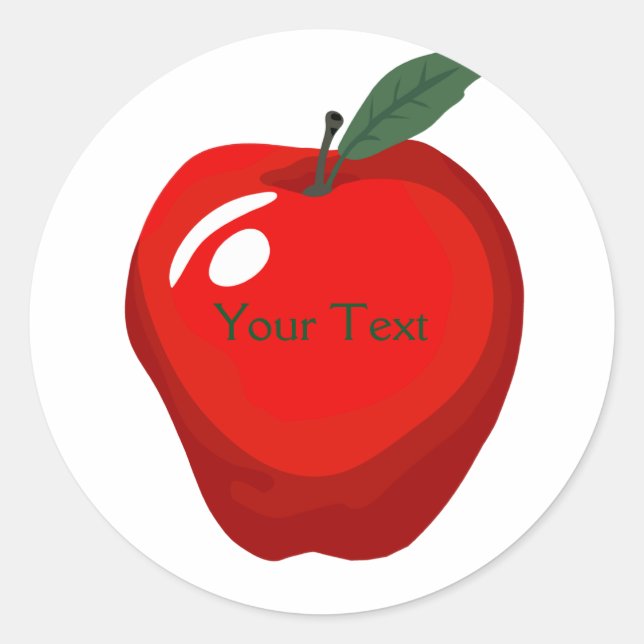 Red Apple Sticker Runt Klistermärke (Framsida)