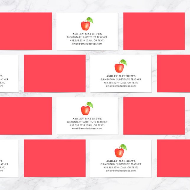 Red Apple Suppute Teacher Visitkort (Skapare uppladdad)