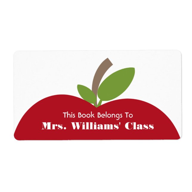 Red Apple Teacher Bookplate för klassrum Fraktsedel (Framsidan)