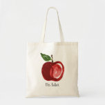 Red Apple Teacher Lägg till Namn Tygkasse<br><div class="desc">Anpassa den här säcken med ett konstnärligt rött äpple. Perfekt till en lärare eller någon som kärlek äpplar!</div>