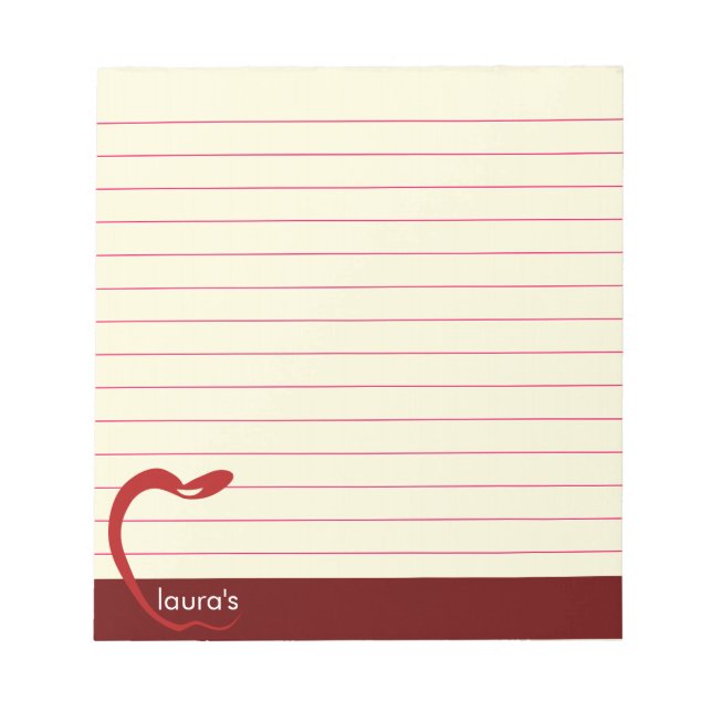 Red Apple Teacher Personlig Classic Linjer Regel Anteckningsblock (Framsida)
