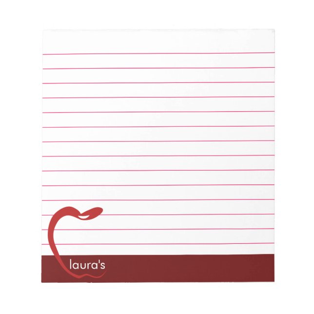 Red Apple Teacher Personlig Classic Linjer Regel Anteckningsblock (Framsida)