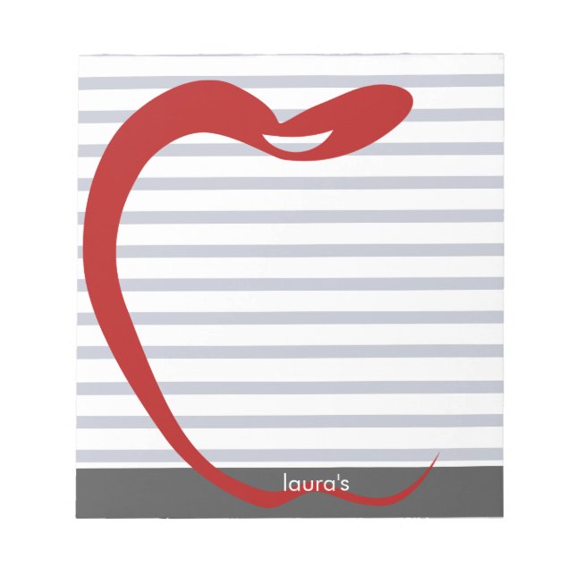 Red Apple Teacher Personlig Grått linjer Memopad Anteckningsblock (Framsida)