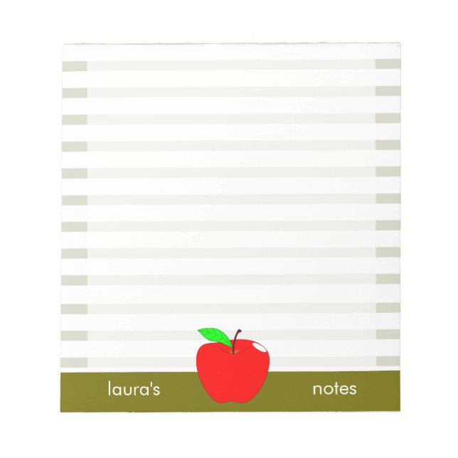 Red Apple Teacher Personlig Grönt linjer Anteckningsblock (Framsida)