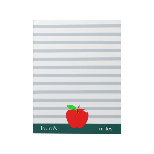Red Apple Teacher Personlig Grönt linjer Anteckningsblock (Roterad)