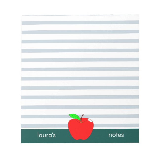 Red Apple Teacher Personlig Grönt linjer Anteckningsblock (Framsida)
