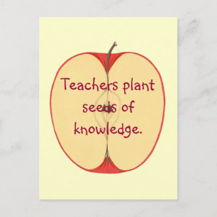 Red Apple Teacher Plant Seeds, Knowledge Postcard Vykort