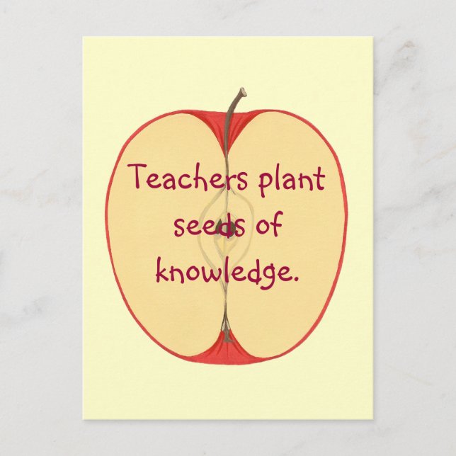 Red Apple Teacher Plant Seeds, Knowledge Postcard Vykort (Framsida)